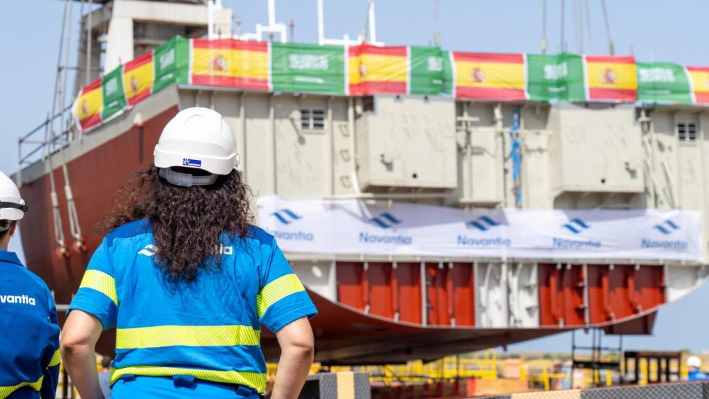 Puesta de la quilla en la grada en Navantia San Fernando