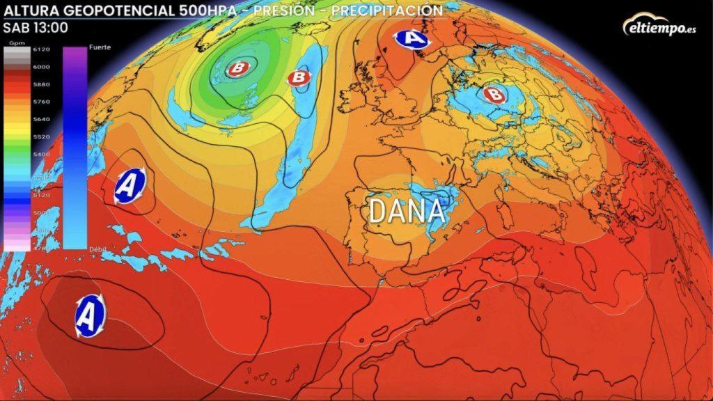 La situación de la DANA sobre la Península Ibérica. ElTiempo.es
