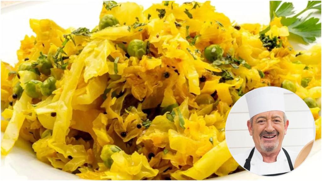 Karlos Arguiñano presenta un plato de berza con guisantes y especias.
