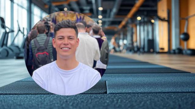 Collage de Carlos Romero y un gimnasio.