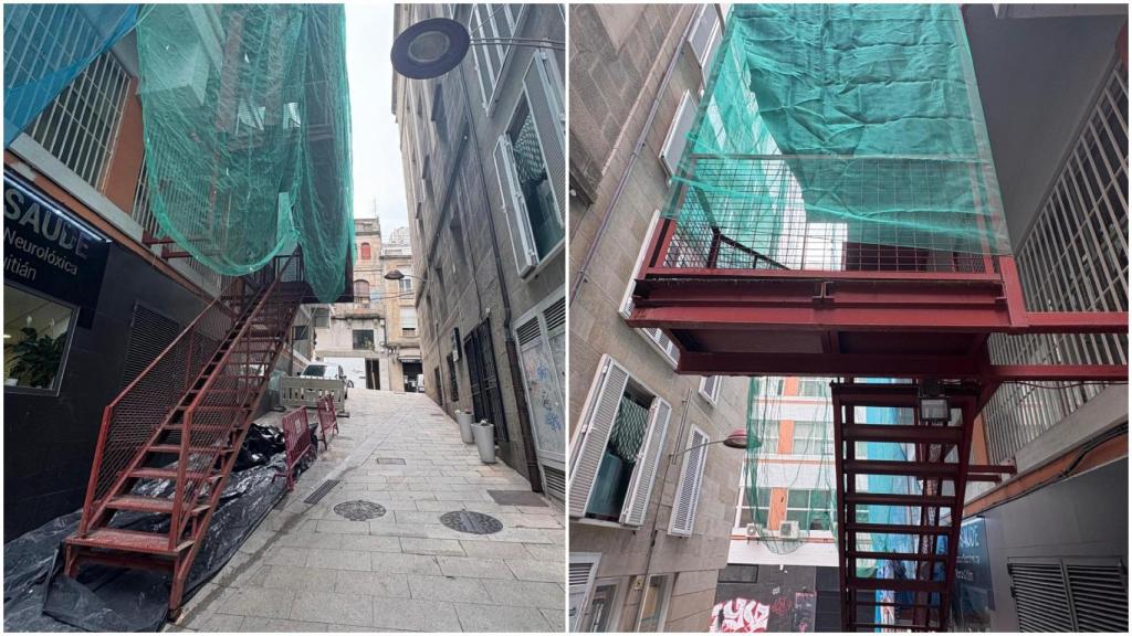 Escaleras de incendios exteriores en la calle Lugo.