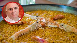 El chef José Andrés y una fideuá en un montaje de Cocinillas