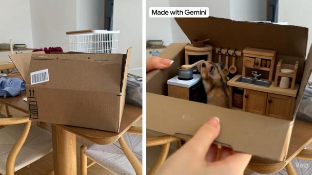 Un vídeo generado por la IA de Gemini (der) a partir de una foto (izq)