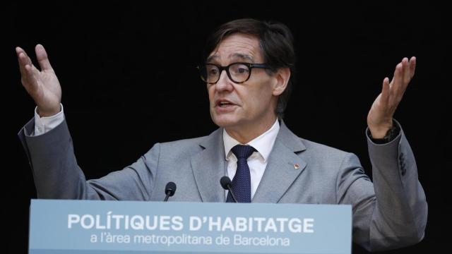 Salvador Illa, presidente de la Generalitat, en una conferencia sobre políticas de Vivienda.