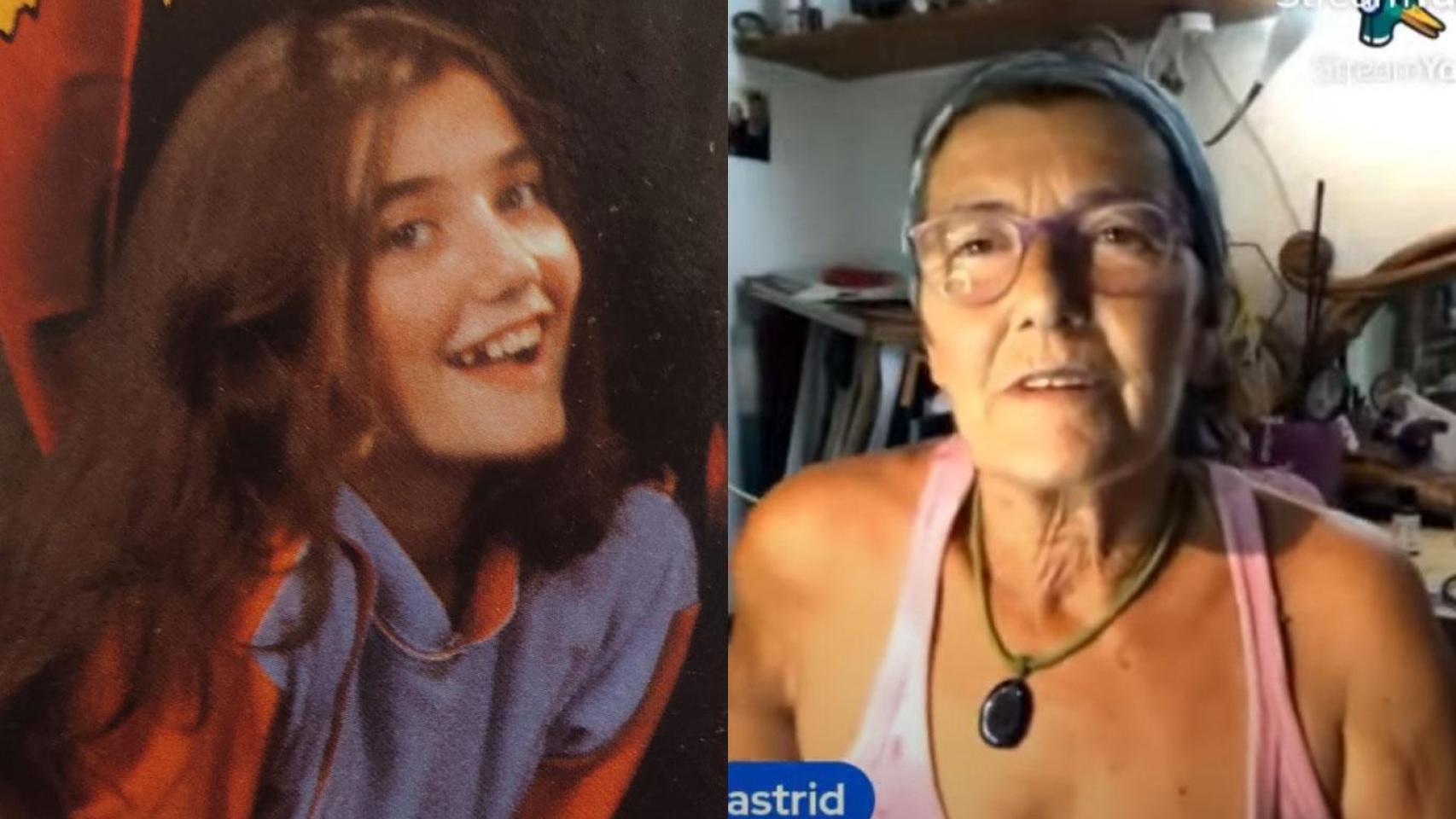 Astrid Fenollar, en una imagen en su etapa en Regaliz y en una imagen reciente.