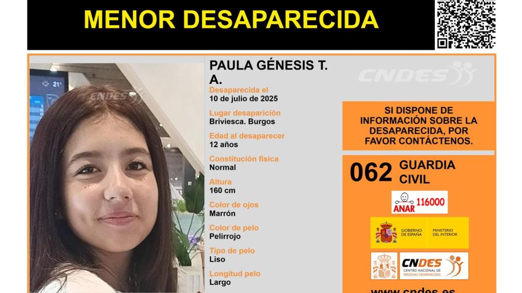 Cartel de desaparición de Paula