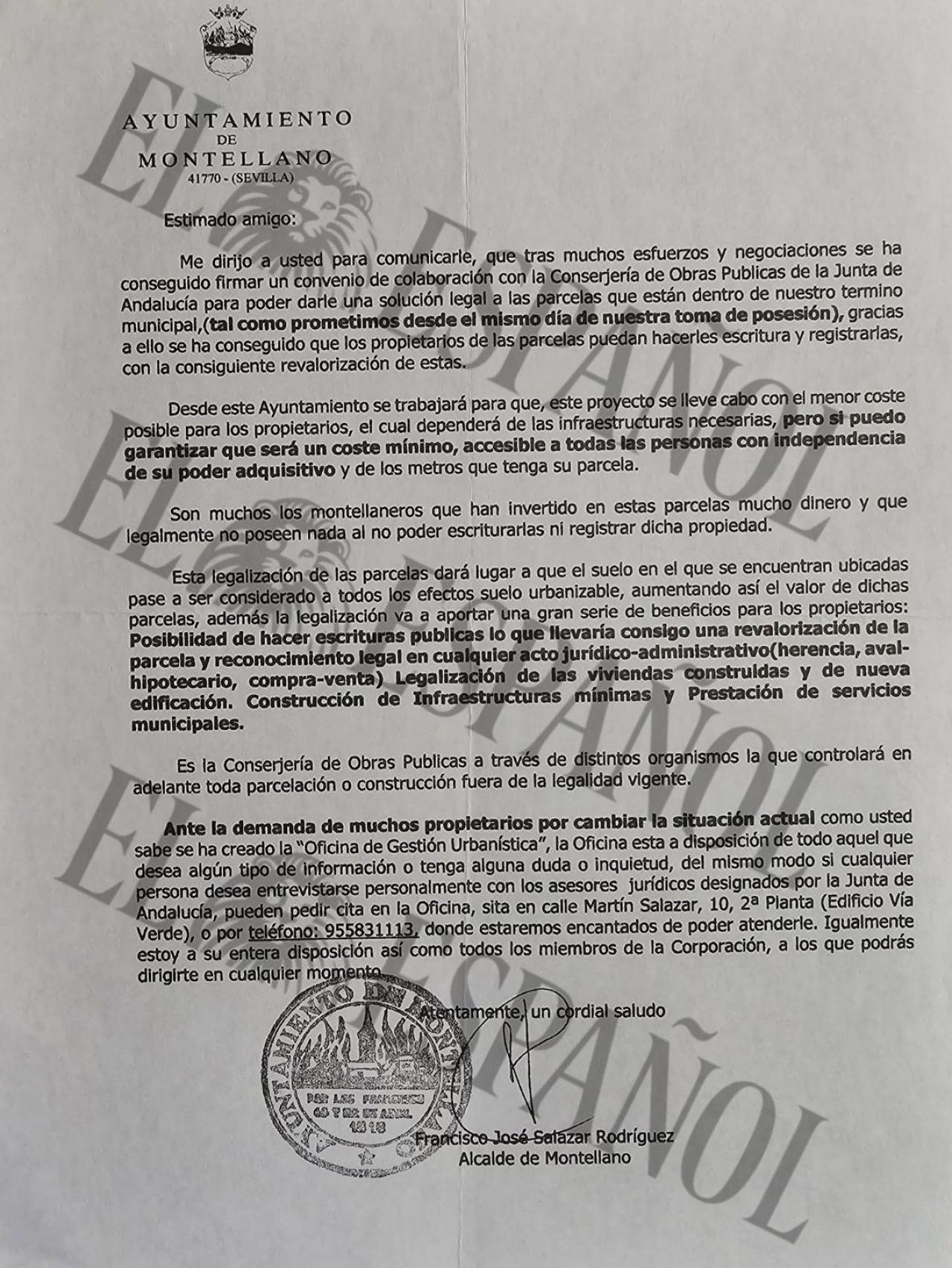 Message from Paco Salazar to the people of Montellano.