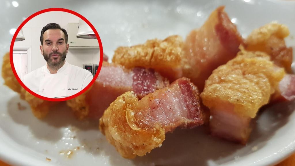 Mario Sandoval y unos torreznos. Montaje de Cocinillas