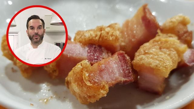 Mario Sandoval y unos torreznos. Montaje de Cocinillas