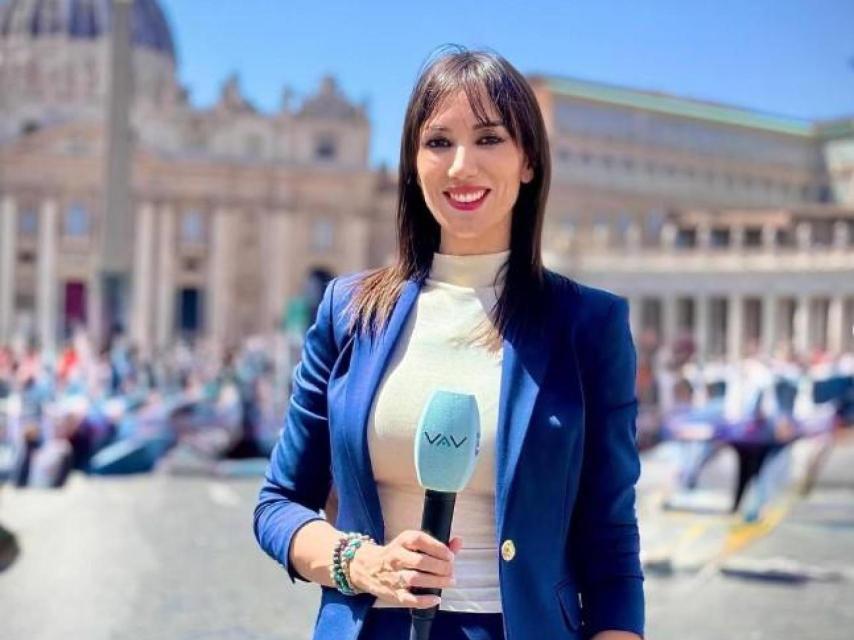 Patricia Pardo cuando estuvo cubriendo en El Vaticano.
