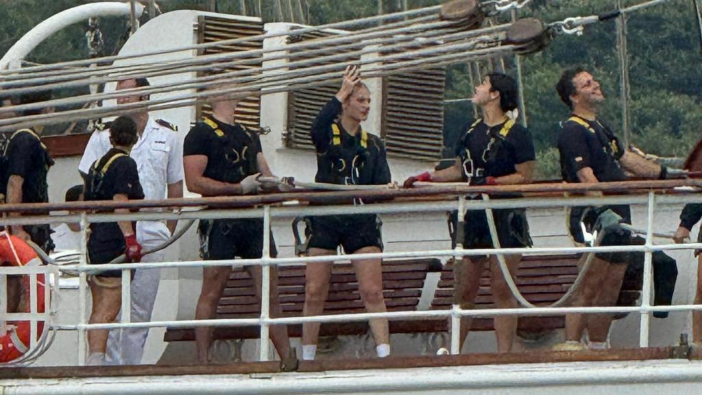 La princesa Leonor este sábado por la mañana en el buque escuela Juan Sebastián de Elcano.