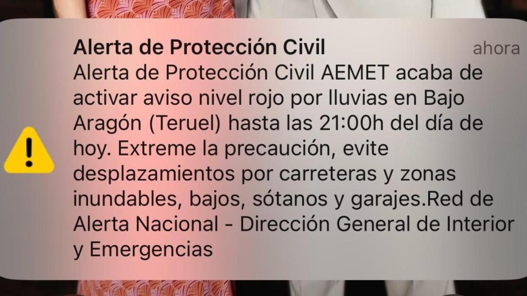 Mensaje de ES-Alert en Alcañiz