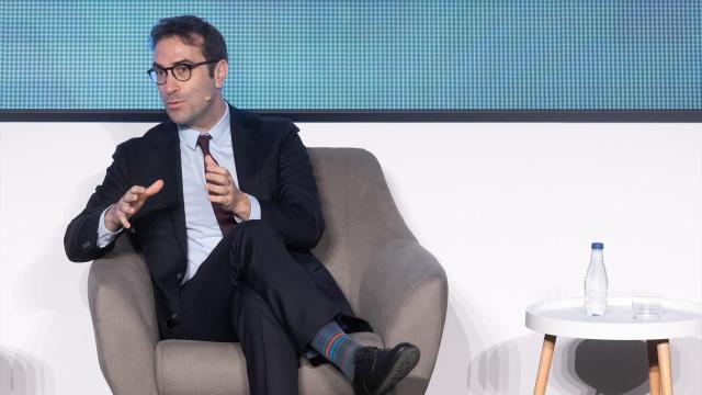 El ministro de Economía, Comercio y Empresa, Carlos Cuerpo interviene durante el ‘Foro ICEX 2025’, en la Nave Madrid.