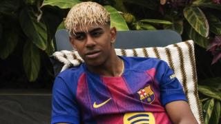 Lamine Yamal, en la presentación de la camiseta del FC Barcelona