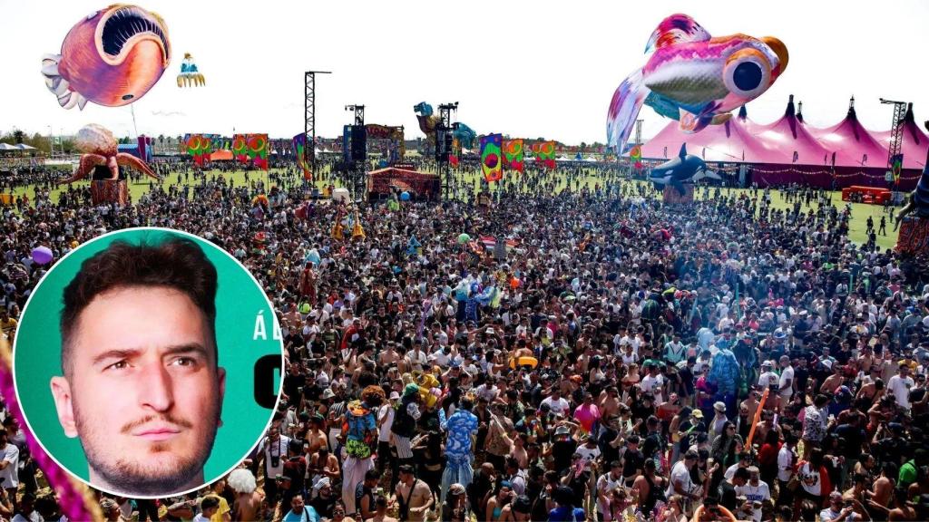 Fotomontaje con el público asistente al festival Mad Cool y el influencer Álvaro Casares.