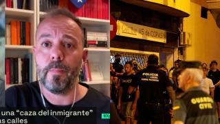 El periodista Antonio Maestre y una imagen de Torre Pacheco.