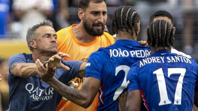Luis Enrique, en el momento de la agresión a Joao Pedro