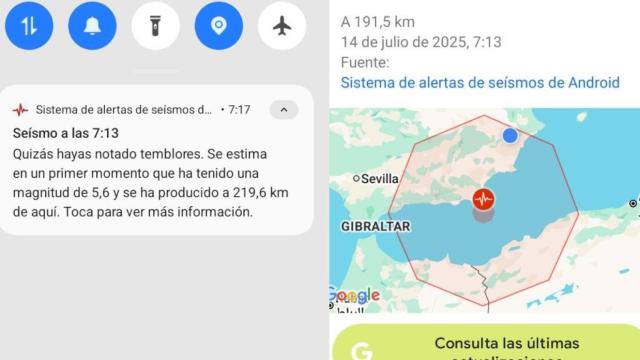 La alerta que ha llegado a los móviles esta mañana.