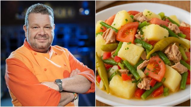 Alberto Chicote junto a una ensalada campera.