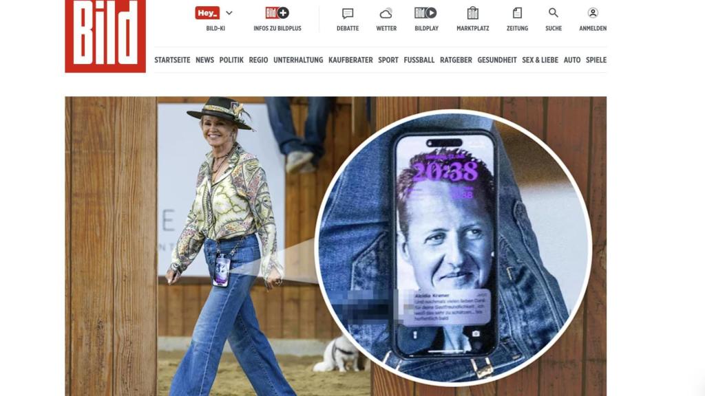 La imagen de Corinna Schumacher en el diario alemán Bild