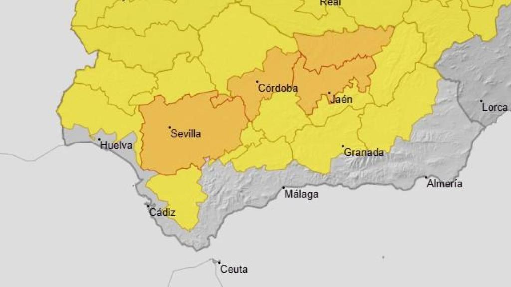 Mapa de avisos de la Aemet de este martes.