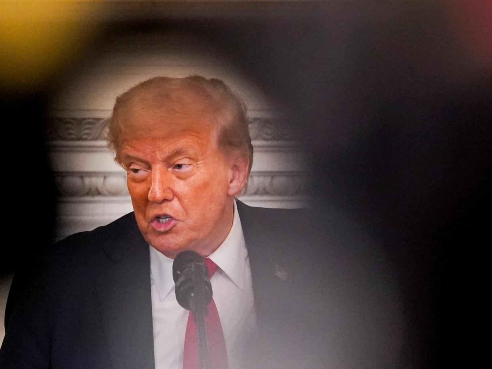 El presidente de Estados Unidos, Donald Trump, habla durante el almuerzo de la Oficina de la Fe de la Casa Blanca en la Casa Blanca en Washington, D.C., Estados Unidos, 14 de julio de 2025.