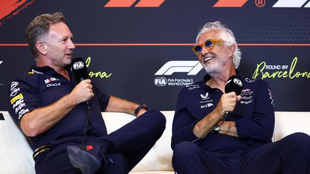 Christian Horner y Flavio Briatore, en una rueda de prensa de la F1