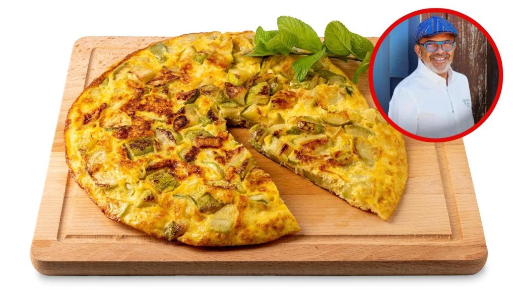 Jesús Sánchez y una tortilla. Montaje de Cocinillas.