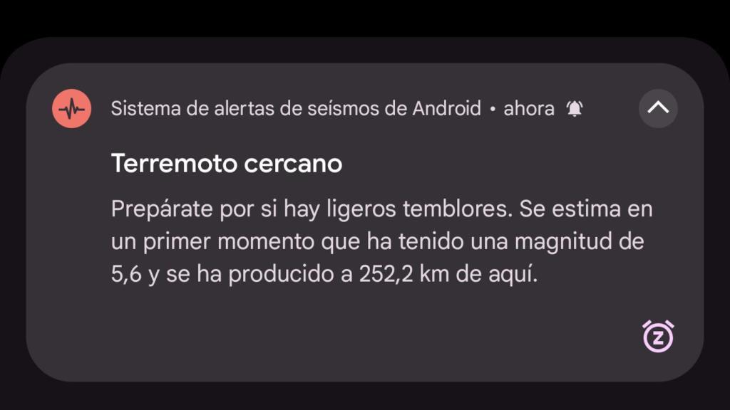 Aviso de terremoto cercano en Android