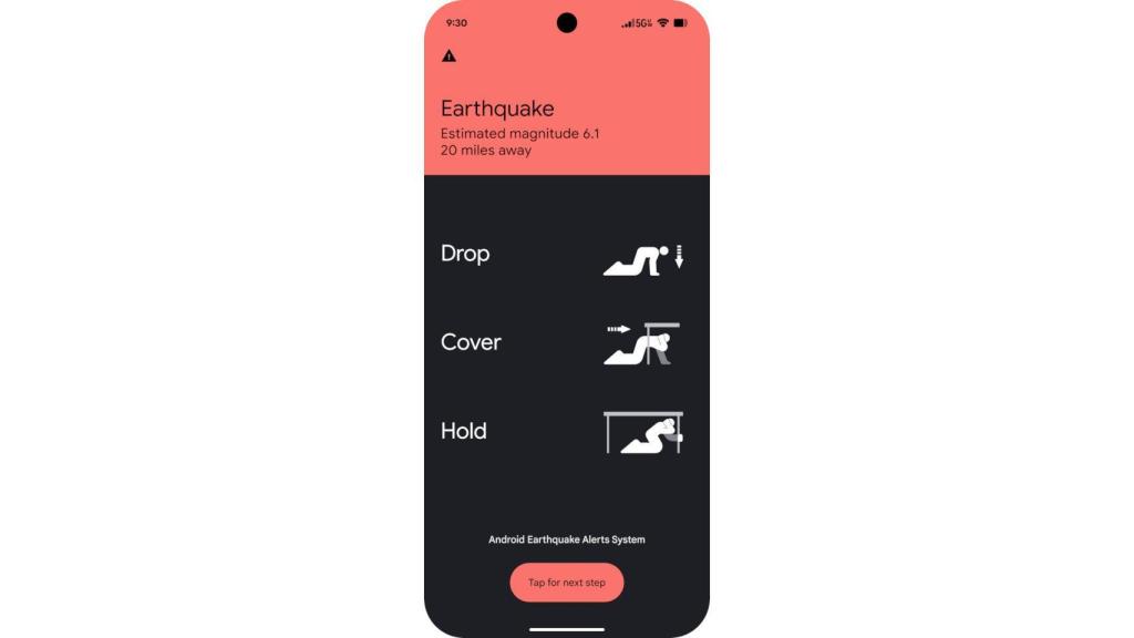 Aviso de terremoto fuerte en Android