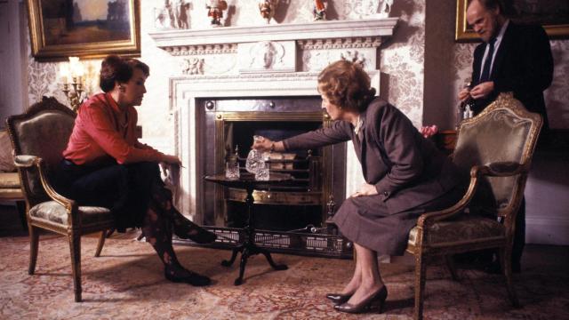Una periodista en 1985 con Margaret Thatcher.