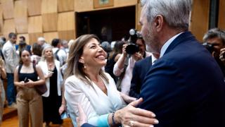 Natalia Chueca y Jorge Azcón, antes del Debate sobre el Estado de la Ciudad