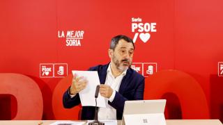 El secretario adjunto de Organización del PSOECyL, Javier Muñoz, durante su rueda de prensa de este martes en Soria