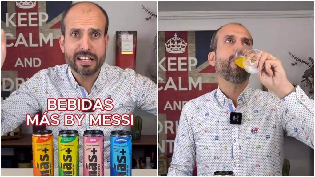 Sergio Estévez, probando las bebidas de Messi.