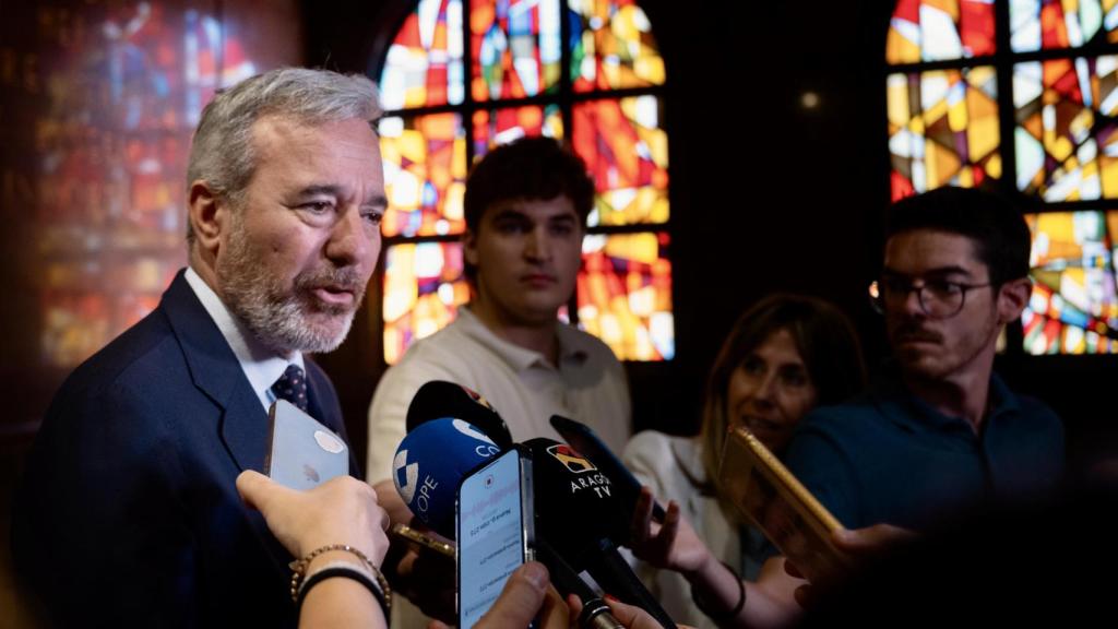 Azcón, este martes, durante la valoración del discurso.