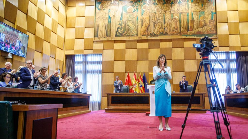 Chueca, este martes, al acabar su discurso.