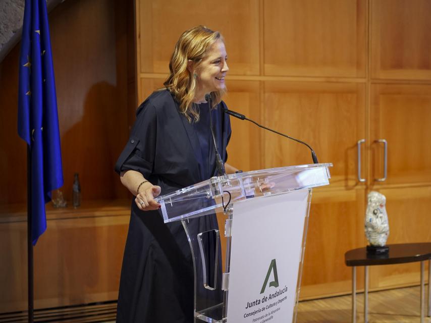 Sheila Loewe, fotografiada durante su discurso.