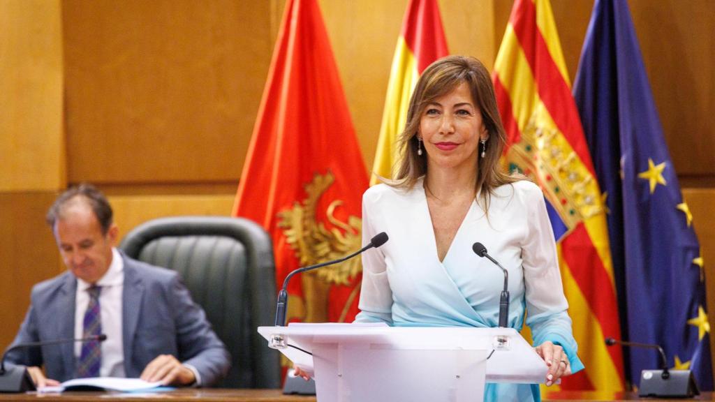 La alcaldesa de Zaragoza, durante el Debate sobre el estado de la ciudad.