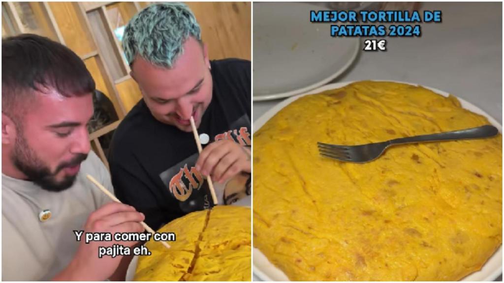Pablo Cabezali (Cenando con Pablo) y Santiago Caamaño (ChampiMuros) prueban la tortilla de O Cabo