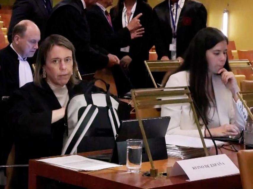 Andrea Gavela, abogada del Estado jefa ante el TJUE, durante la vista de ayer sobre la ley de amnistía./