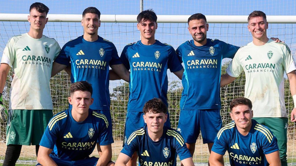 Jugadores del Deportivo Aragón en la pretemporada del primer equipo del Real Zaragoza