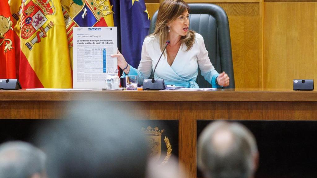 La alcaldesa, Natalia Chueca, durante una de sus intervenciones.