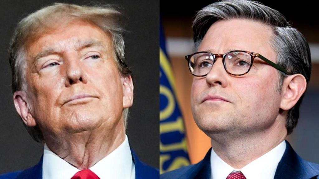 Donald Trump y el presidente de la Cámara de Representantes de EEUU, el republicano Mike Johnson.