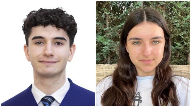 Unai Turnes (i.) y Mariona Montané (d.), los dos alumnos que han sacado un 45 sobre 45 en el Bachillerato Internacional.