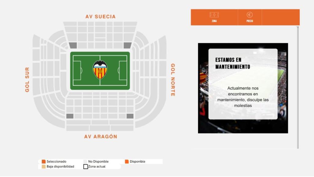 Ilustración de la página web del Valencia durante esta mañana. EE