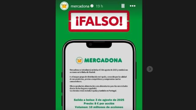 Desmentido de Mercadona, compartido a través de Instagram. EE