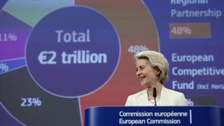 La presidenta de la Comisión, Ursula von der Leyen, tras la reunión de este miércoles en Bruselas.