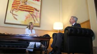 Pilar Alegría y Jorge Azcón, en la sede del Gobierno de Aragón