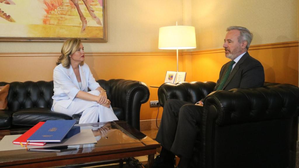 Pilar Alegría y Jorge Azcón, en la sede del Gobierno de Aragón