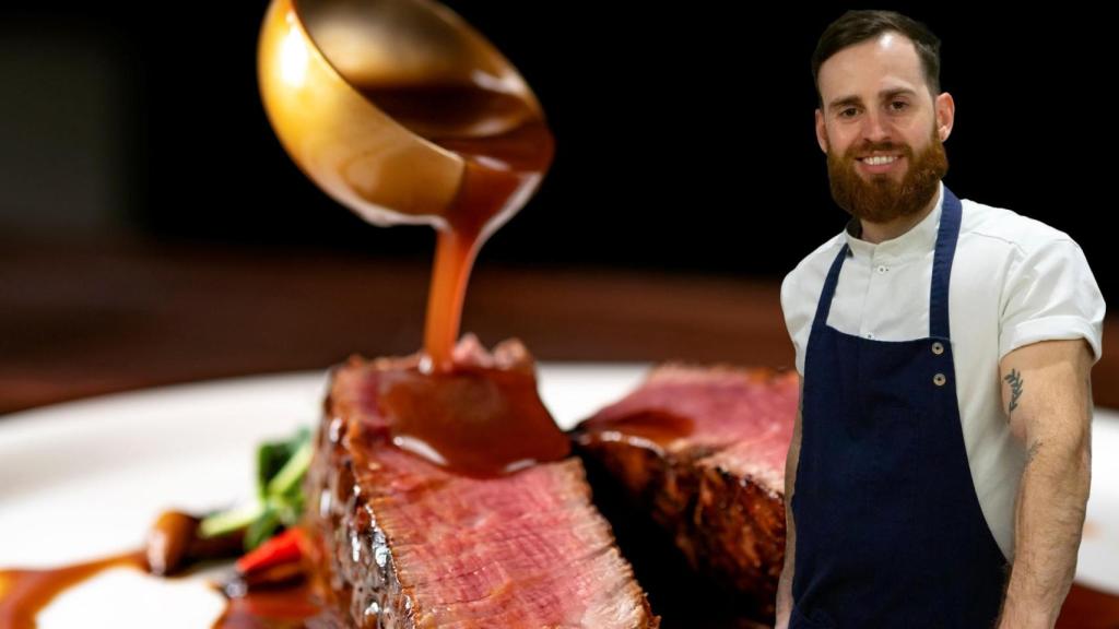 Alfredo Vozmediano y una salsa en un montaje de Cocinillas